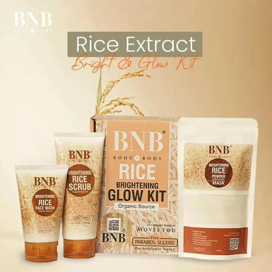 Skin Brightening Rice Facial Kit -  3 in 1 Whitening and Exfoliating Set