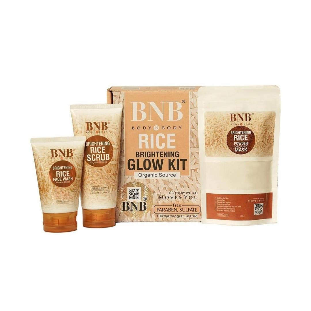 Skin Brightening Rice Facial Kit -  3 in 1 Whitening and Exfoliating Set